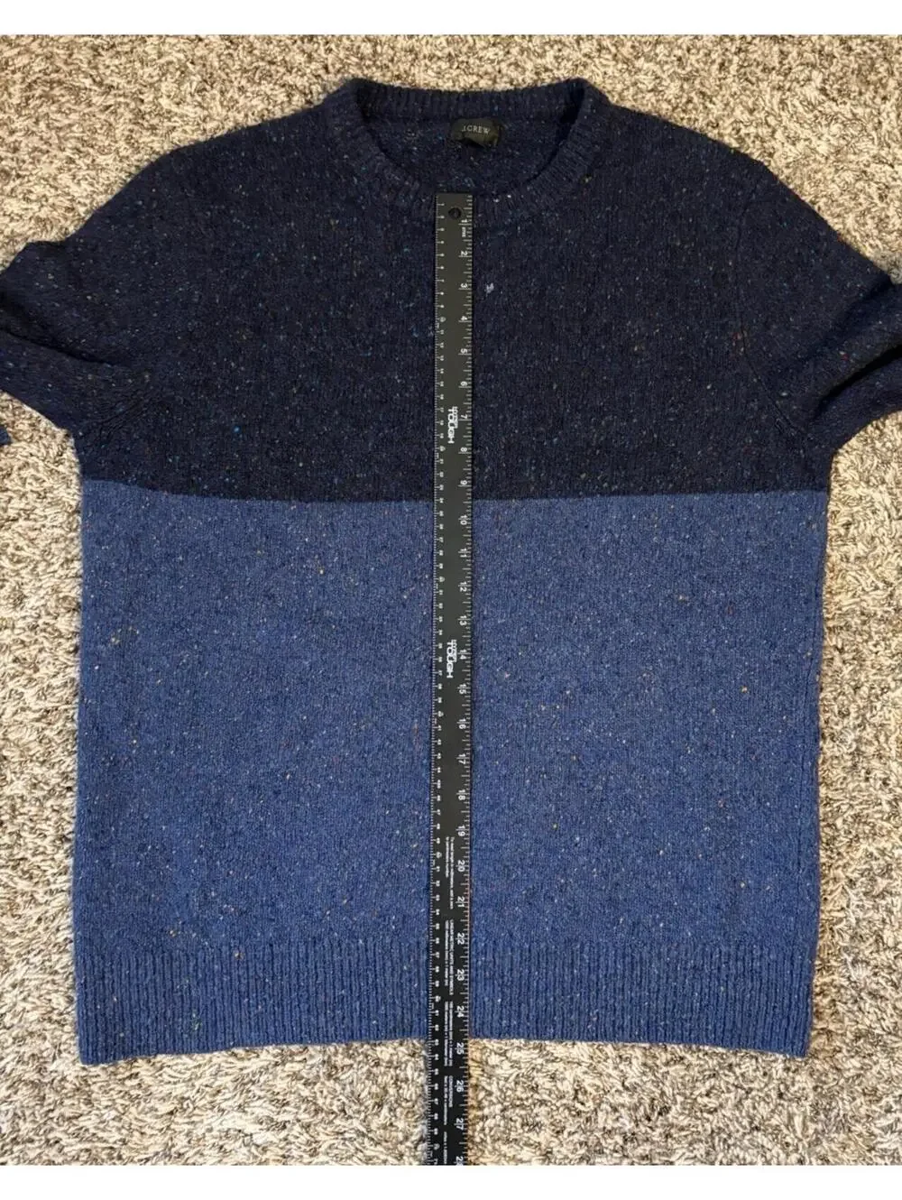 J. Crew Men’s Blue Color Block Donegal Wool Blend Pullover Sweater Size Large